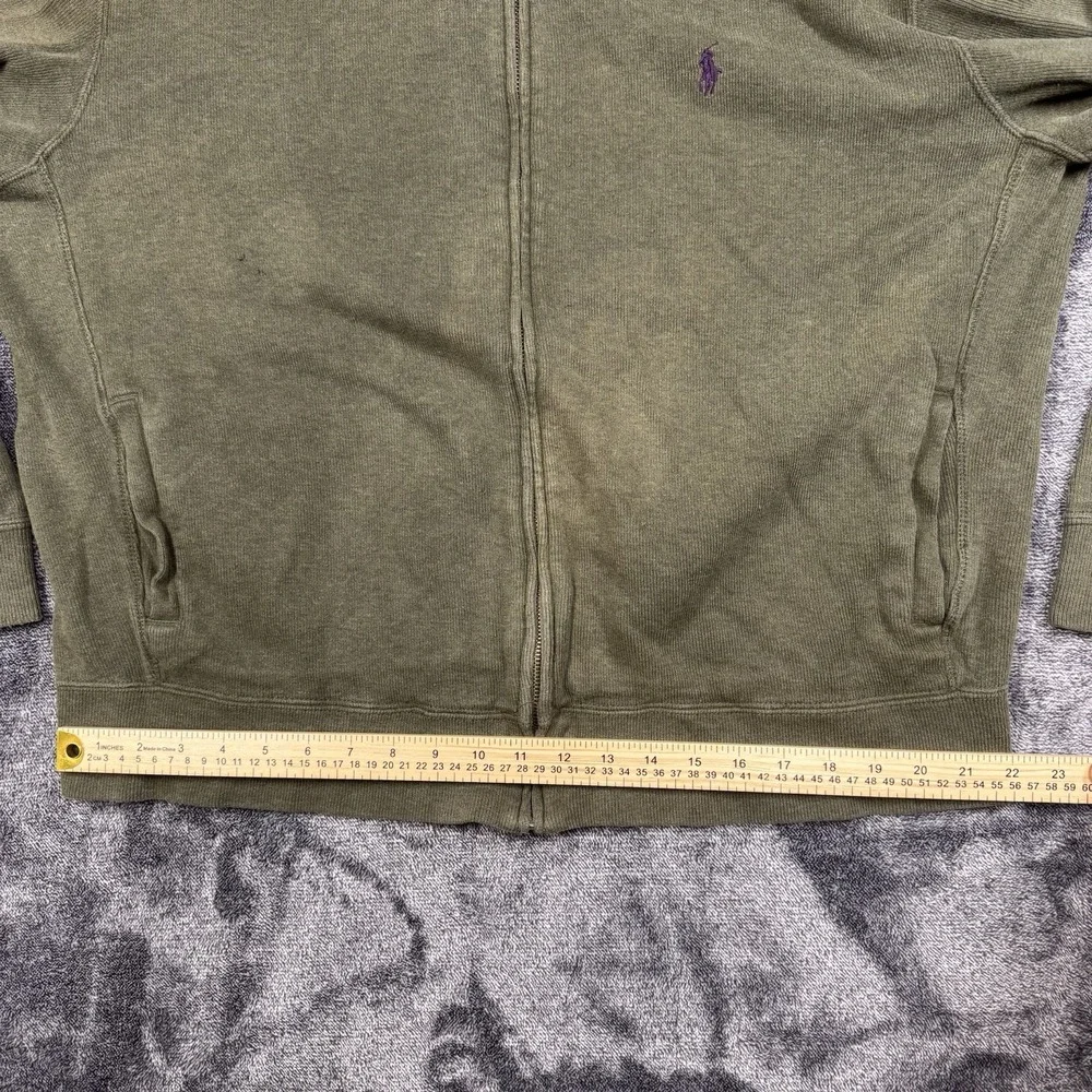 Polo Ralph Lauren Full Zip Mock Neck Jacket Mens Large Olive Green Purple Horse